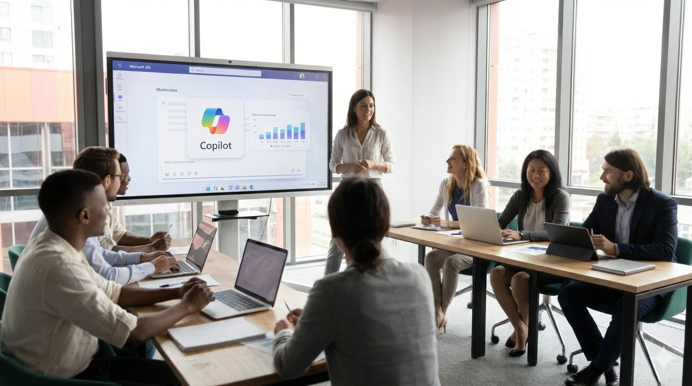 Illustration pour le parcours de formation Formation Microsoft 365 pratique : maîtrisez Copilot